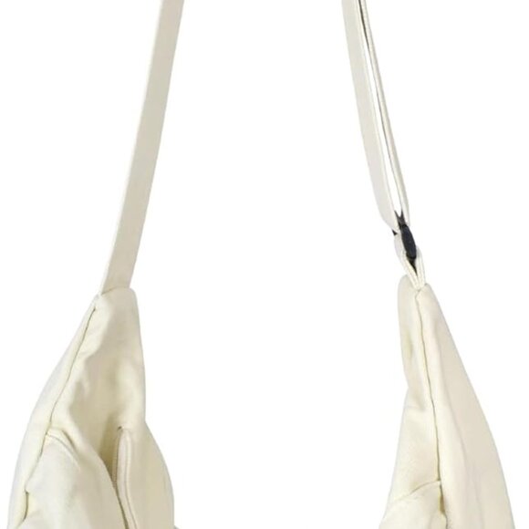 Elegant Beige Canvas Tote Bag with Zipper – Versatile Hobo Crossbody - Picture 1 of 9
